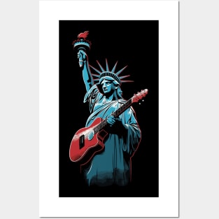 Patriotic USA 4th of July Guitarist Concert Festival Guitar Posters and Art